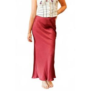 NEW NEEDII satin elastic waistband maxi skirt in wine